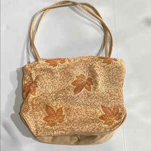 Leaf Patterned Tan Tote Bag
